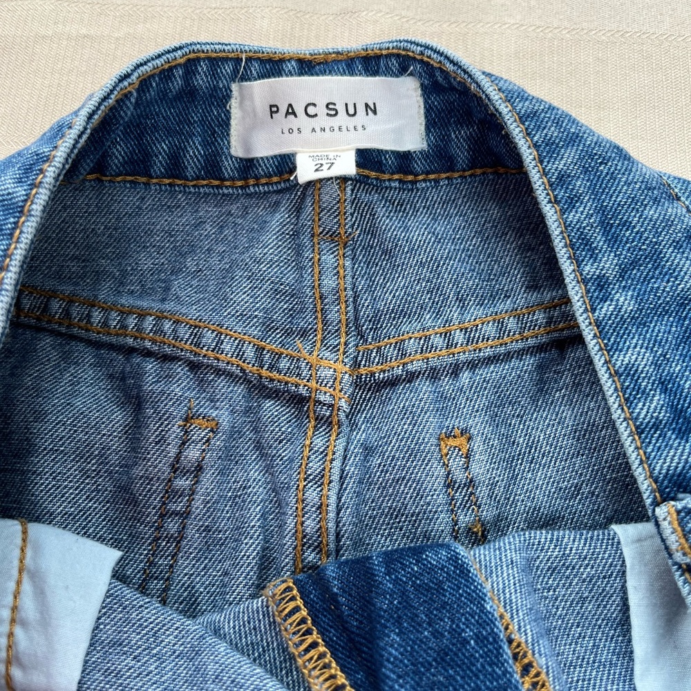 PACSUN Denim Raw Edge Mini Skirt - Picture 6 of 7
